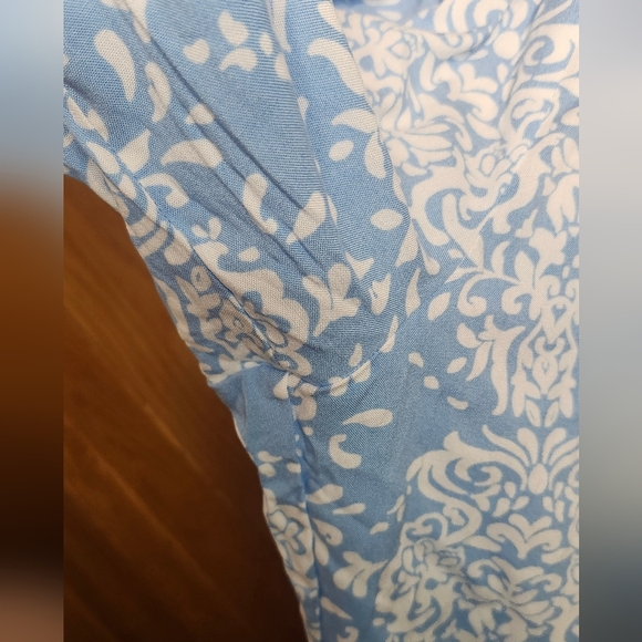 Luxology Light Blue And White Paisley Design Calf Length Small Jumpsuit NWT - Picture 6 of 13